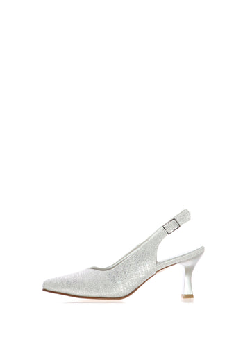 Slingback in tessuto glitter artgento e platino tacco 6 cm - 3