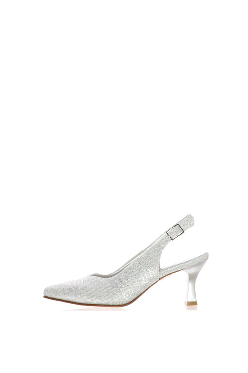 Slingback in tessuto glitter artgento e platino tacco 6 cm - 2