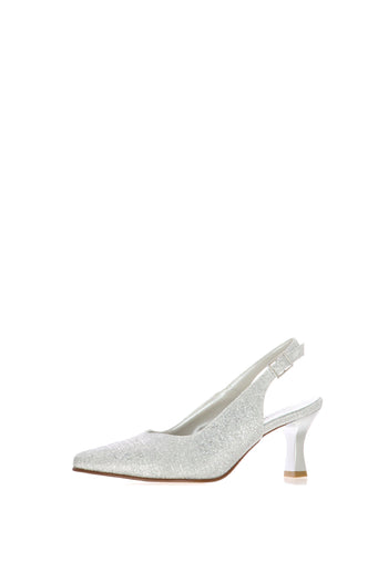 Slingback in tessuto glitter artgento e platino tacco 6 cm - 4