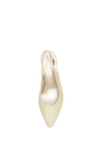 Slingback in tessuto glitter artgento e platino tacco 6 cm - 9