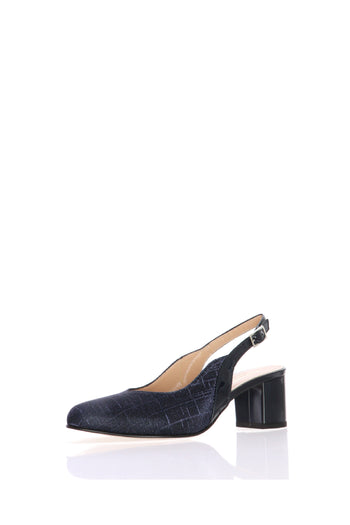 Slingback in tessuto glitter blu tacco basso Soffice Sogno - 4