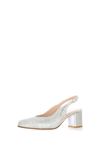 Slingback in tessuto glitter blu tacco basso Soffice Sogno - 3