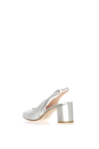 Slingback in tessuto glitter blu tacco basso Soffice Sogno - 6