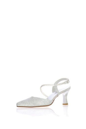 Slingback in tessuto glitter con tacco Soffice Sogno - 4