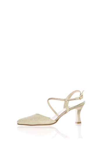 Slingback in tessuto glitter con tacco Soffice Sogno - 5