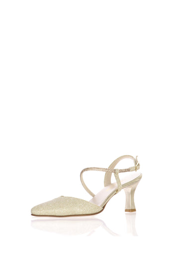 Slingback in tessuto glitter con tacco Soffice Sogno - 5