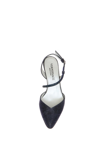 Slingback in tessuto glitter con tacco Soffice Sogno - 11