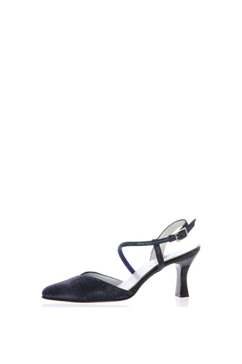 Slingback in tessuto glitter con tacco Soffice Sogno - 3