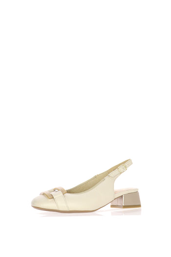 Slingback in vera pelle panna con tacco basso Ara Shoes - 3