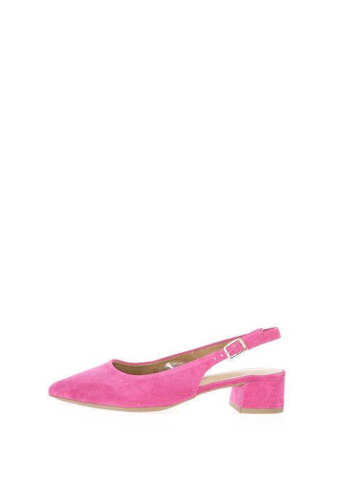 Slingback in vero camoscio fuxia con tacco basso Tamaris - 1