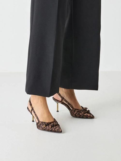 Slingback leopard con fibiette e tacco stiletto - 2