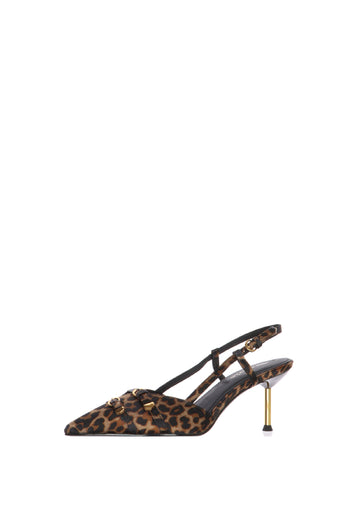 Slingback leopard con fibiette e tacco stiletto - 3
