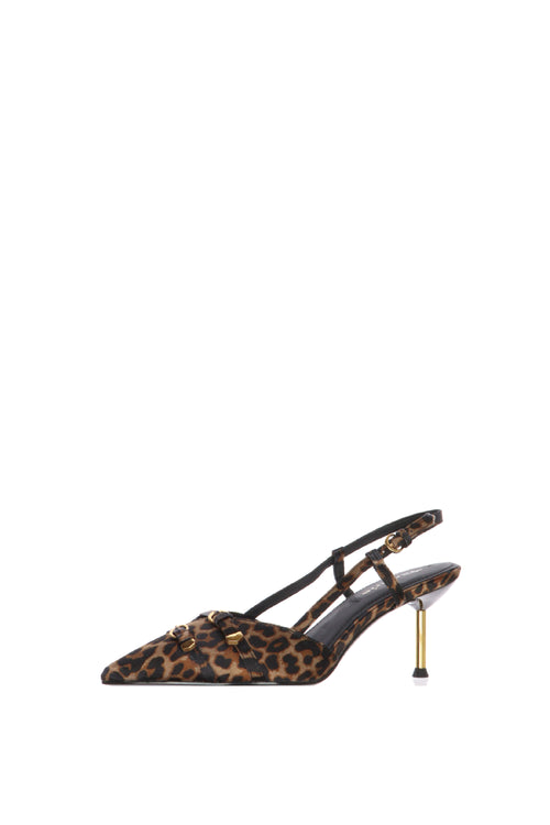 Slingback leopard con fibiette e tacco stiletto - 2