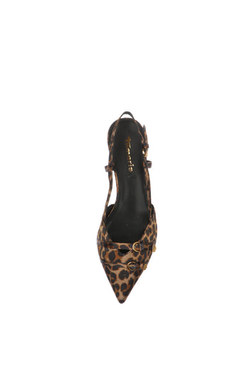 Slingback leopard con fibiette e tacco stiletto - 6
