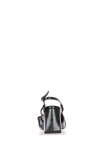 Slingback nera in pelle lucida con fibbie metalliche Tamaris - 6