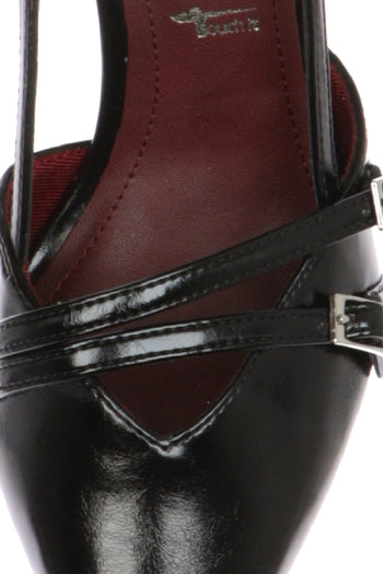 Slingback nera in pelle lucida con fibbie metalliche Tamaris - 4