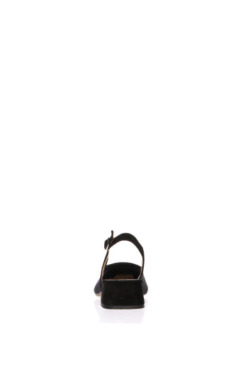Slingback nero e arancione in rete tacco basso - 7