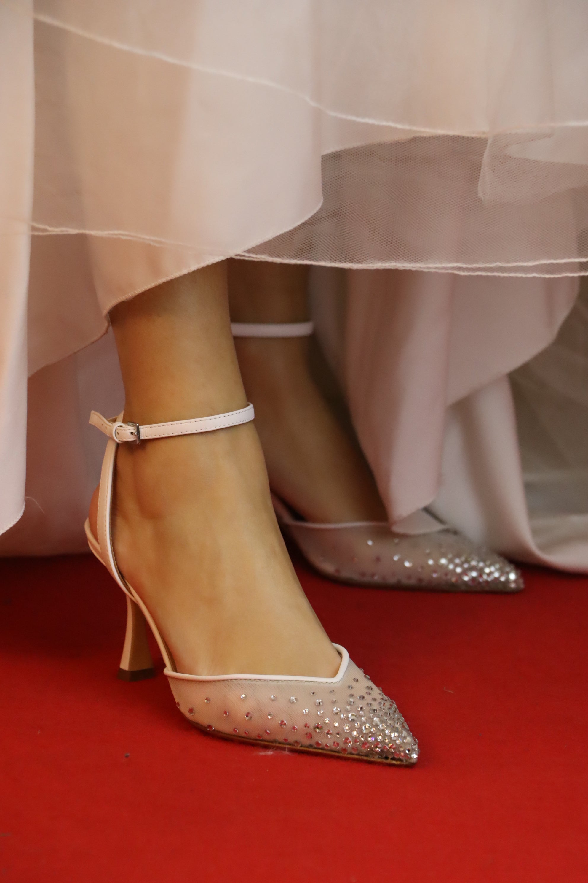 Slingback sposa in rete e cristalli Ninalilou