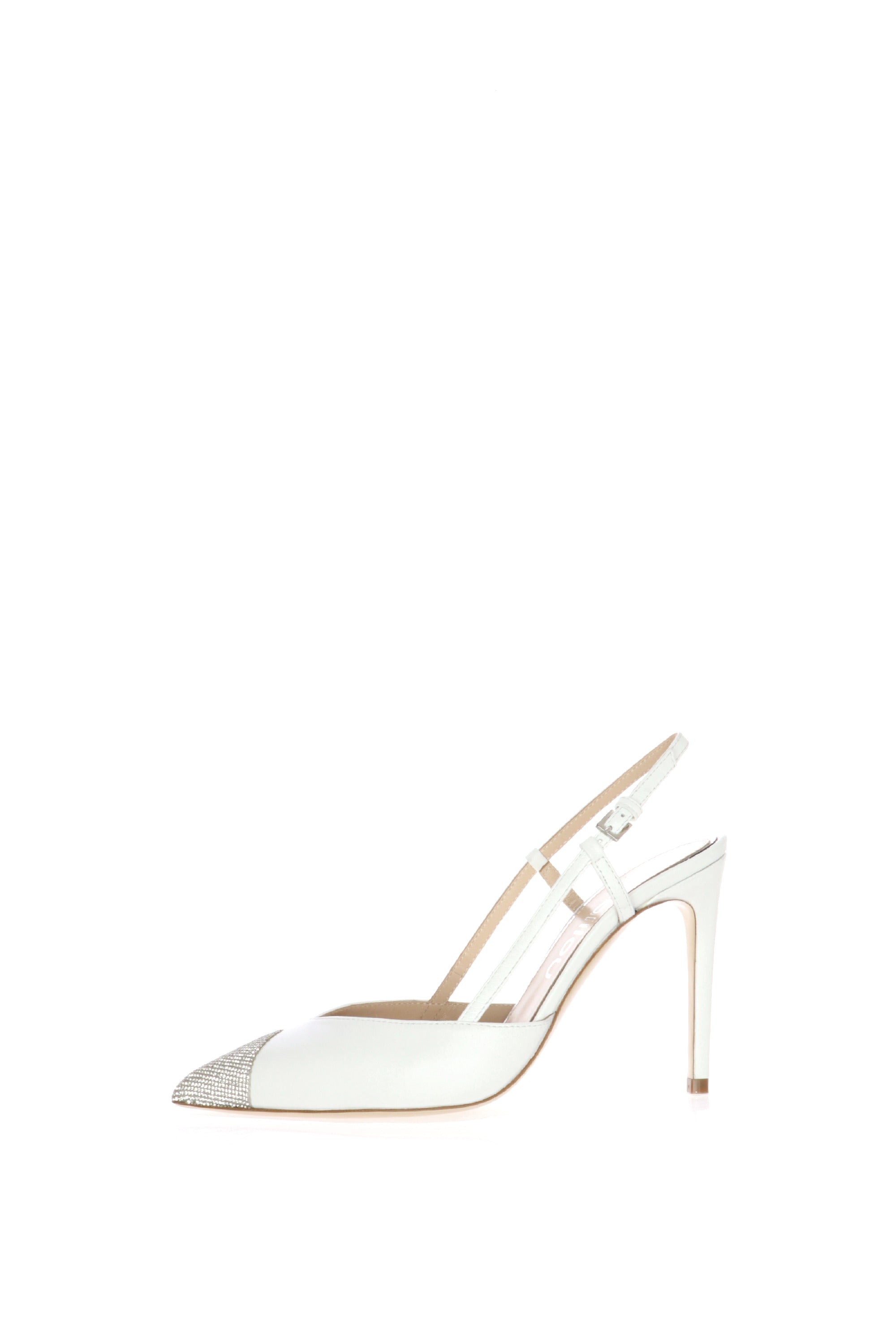 Slingback sposa in vera pella con punta gioiello Ninalilou