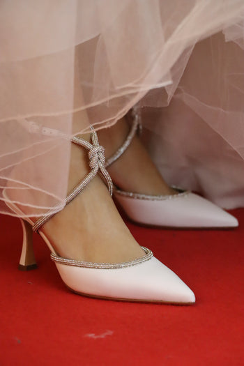 Slingback sposa in vera pelle con tubo di strass sul dorso Ninalilou - 9