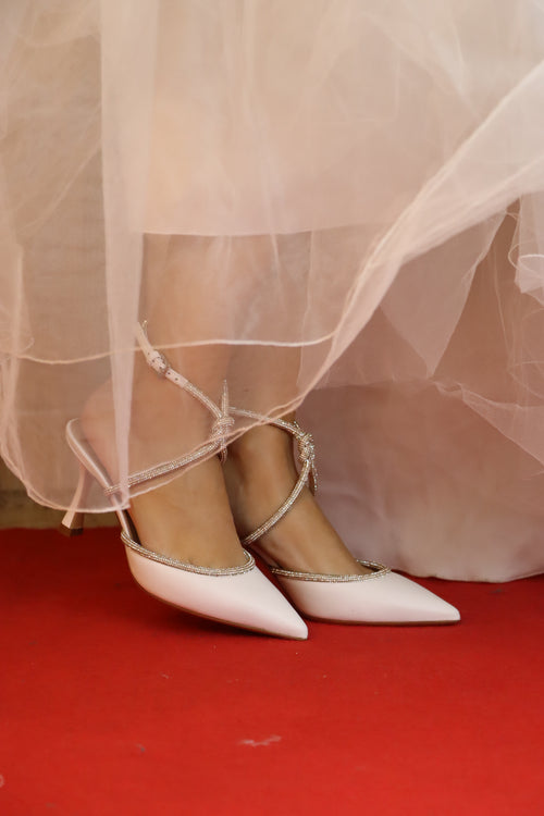 Slingback sposa in vera pelle con tubo di strass sul dorso Ninalilou - 2