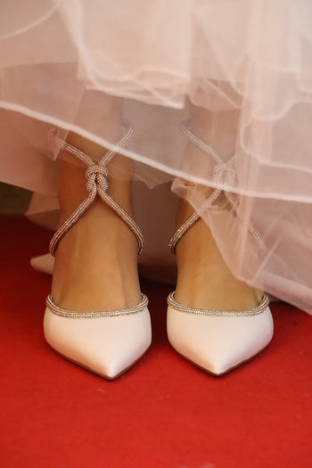 Slingback sposa in vera pelle con tubo di strass sul dorso Ninalilou - 8
