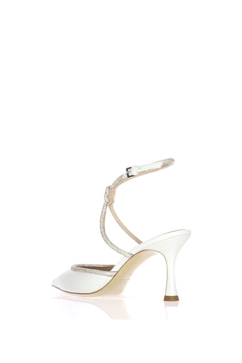 Slingback sposa in vera pelle con tubo di strass sul dorso Ninalilou - 5