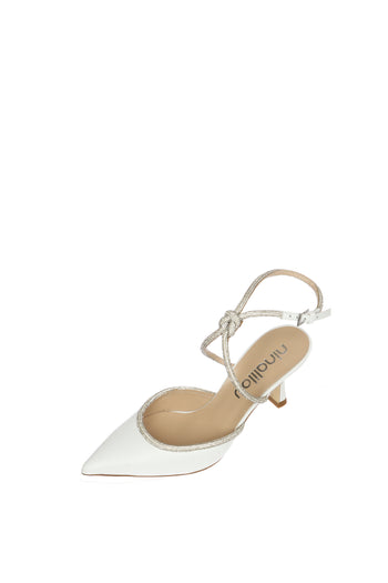 Slingback sposa in vera pelle con tubo di strass sul dorso Ninalilou - 7