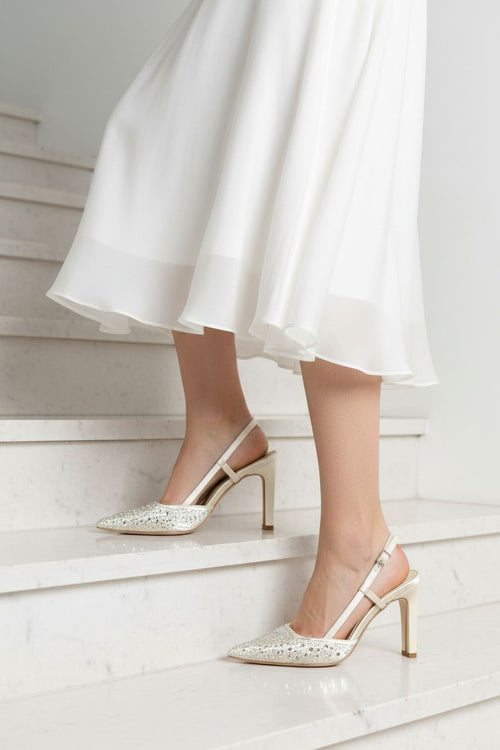 Slingback tacco alto punta strass Tamaris - 2