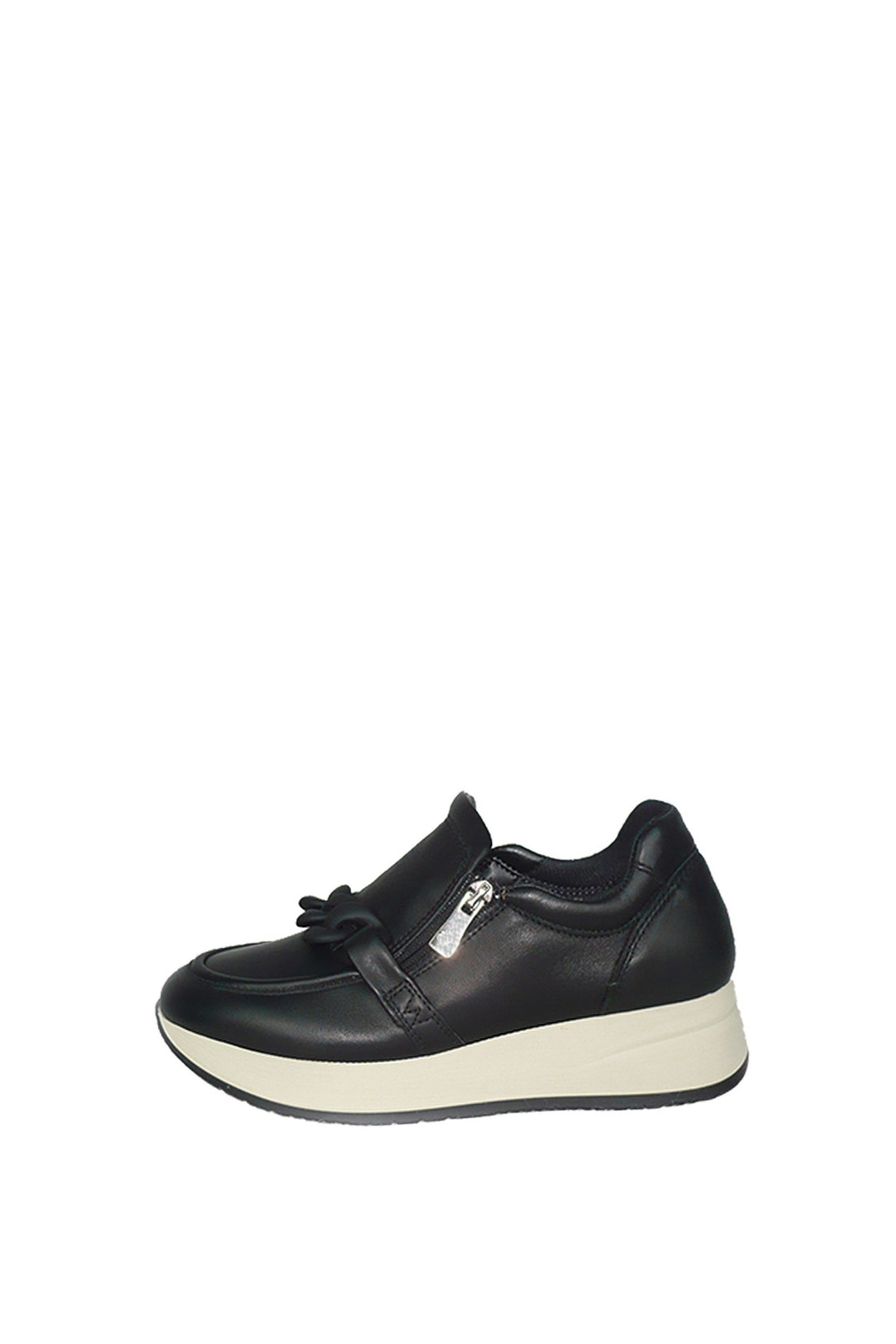 Slip on nera in pelle con catena dal 34 al 44 Melluso