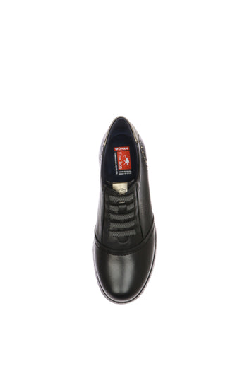 Sneaker nera in pelle con laccio elastico plantare estraibile - 5
