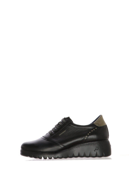 Sneaker nera in pelle con laccio elastico plantare estraibile - 1