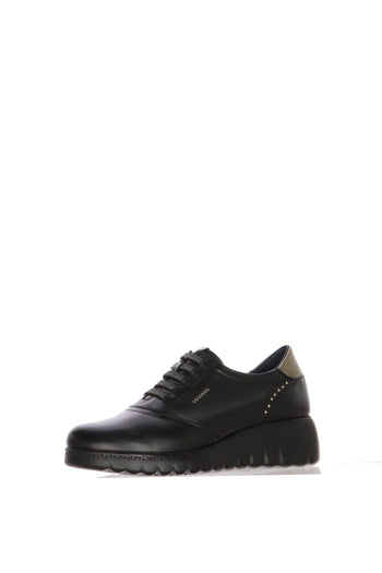 Sneaker nera in pelle con laccio elastico plantare estraibile - 3