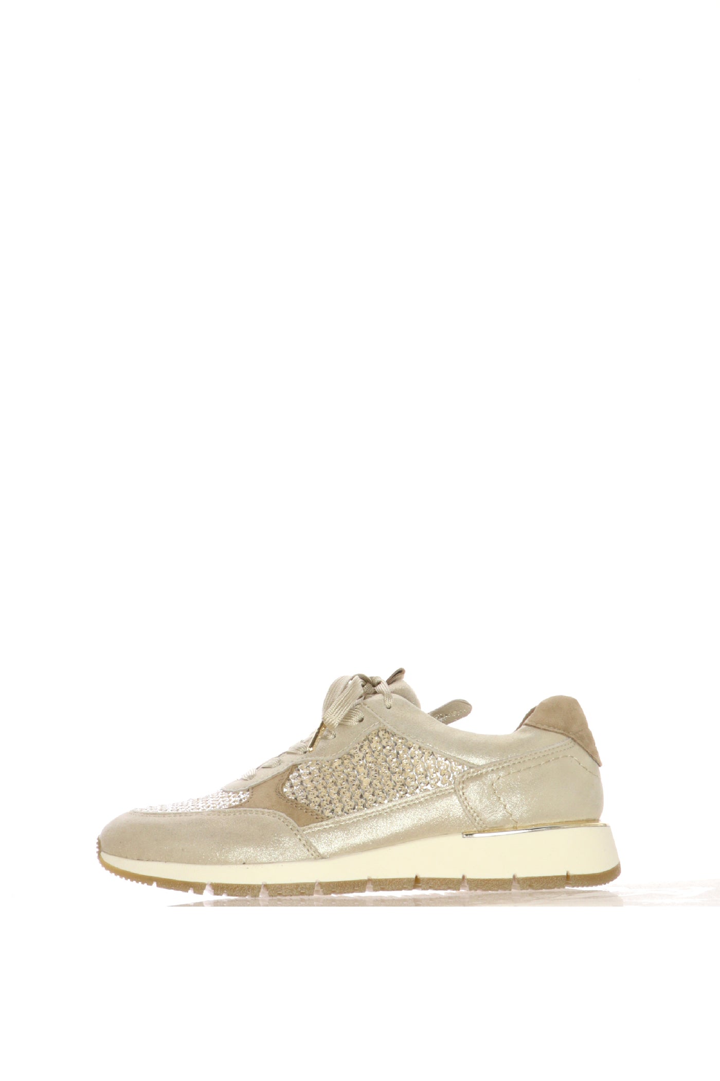 Sneaker beige e oro  con laccio e cerniera