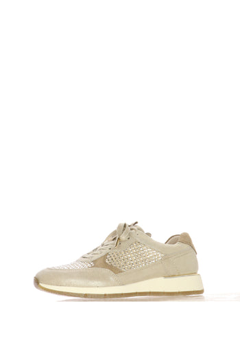 Sneaker beige e oro  con laccio e cerniera - 3