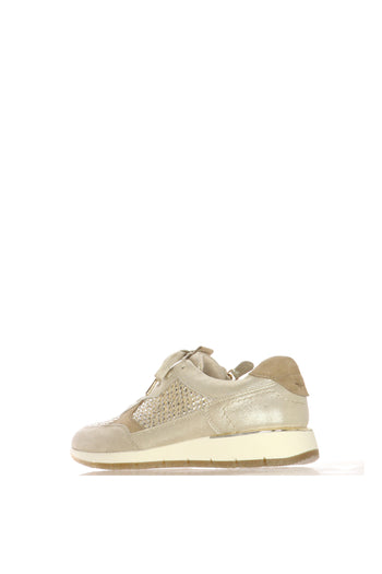 Sneaker beige e oro  con laccio e cerniera - 6