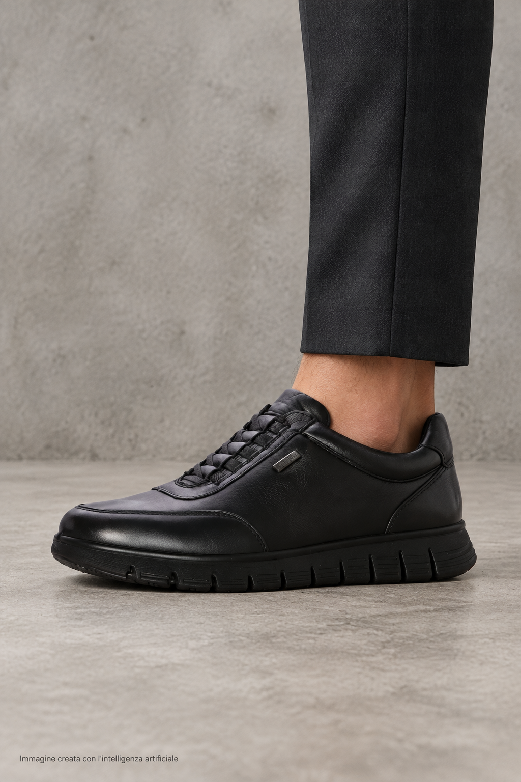 Sneaker comoda da passeggio in pelle nera