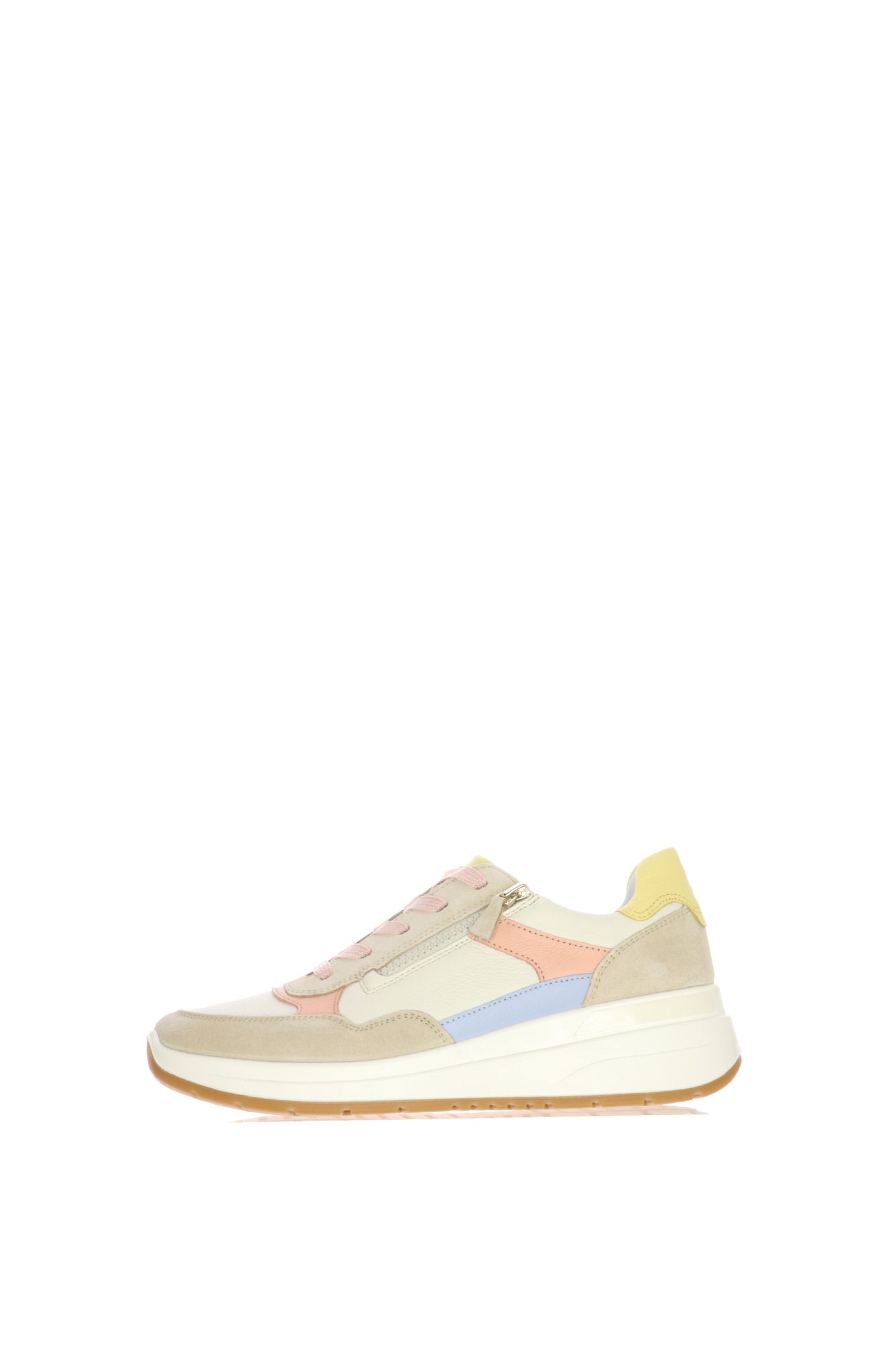 Sneaker con laccio e cerniera dai toni pastello