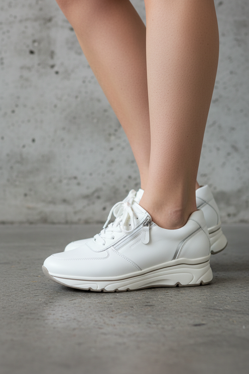 Sneaker in pelle bianca con zip laterale - 2