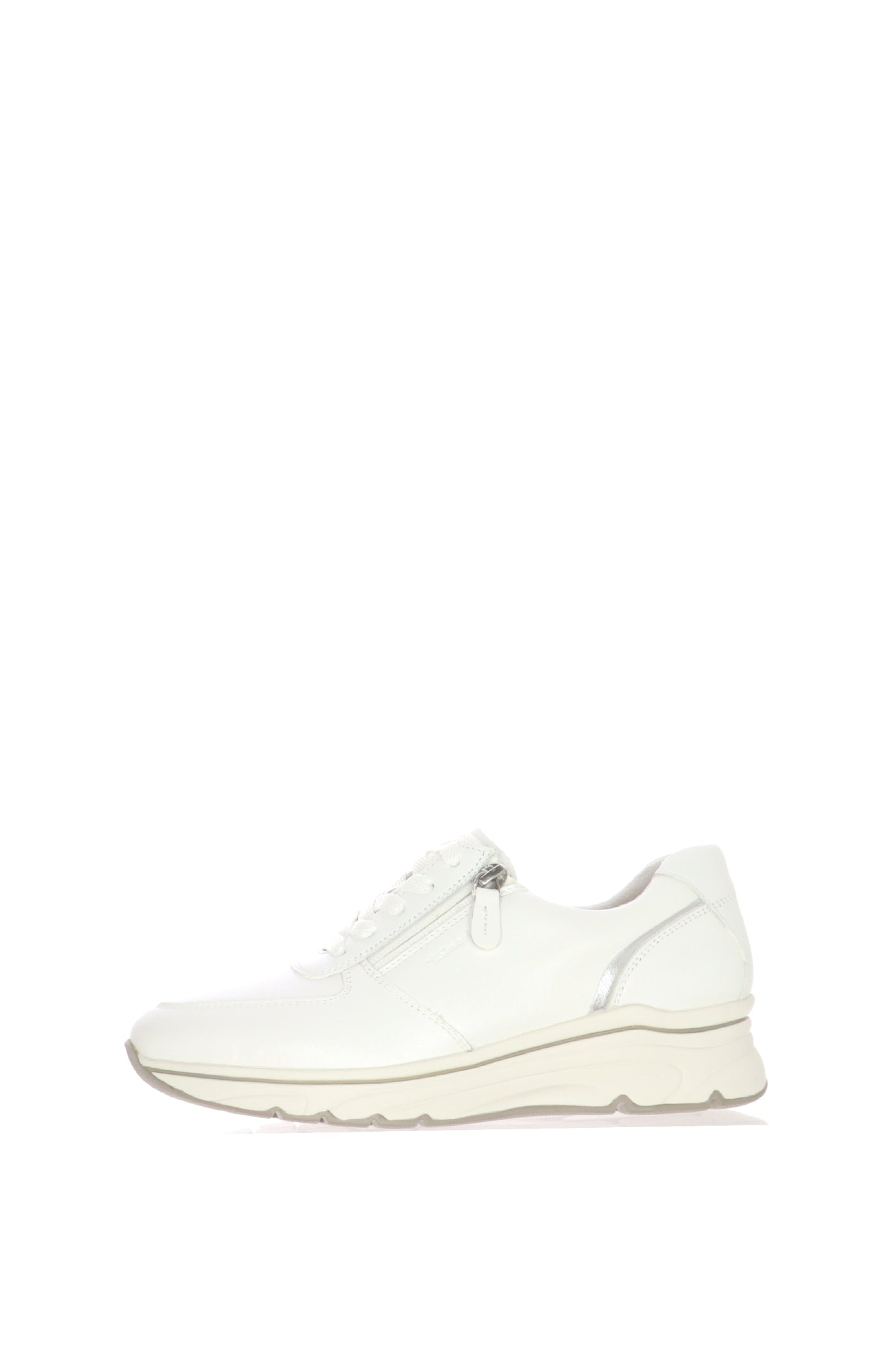 Sneaker in pelle bianca con zip laterale