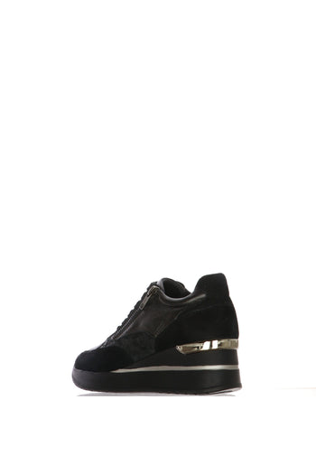 Sneaker nero e visone con chiusura lacci e cerniera plantare estraibile - 7