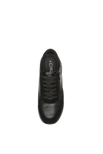Sneaker nero e visone con chiusura lacci e cerniera plantare estraibile - 9