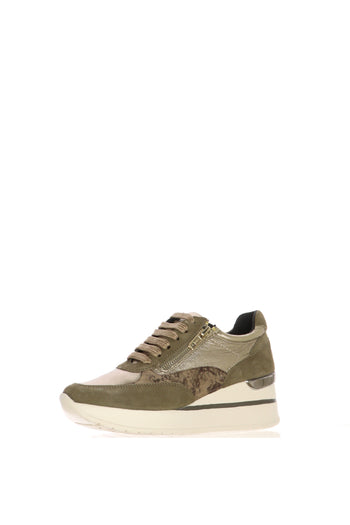 Sneaker nero e visone con chiusura lacci e cerniera plantare estraibile - 4