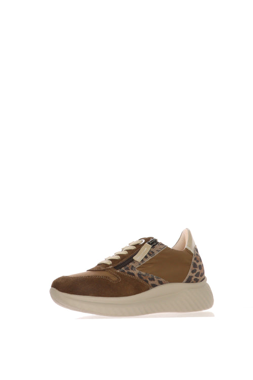Sneakers Donna  marroni con Zip e dettagli animalier - 2