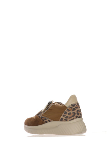 Sneakers Donna  marroni con Zip e dettagli animalier - 3
