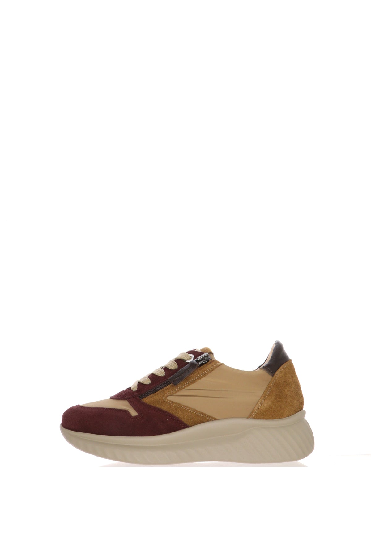 Sneakers Donna marroni e bordeaux con Zip