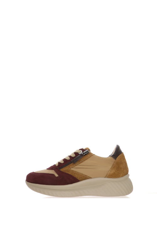 Sneakers Donna marroni e bordeaux con Zip - 1