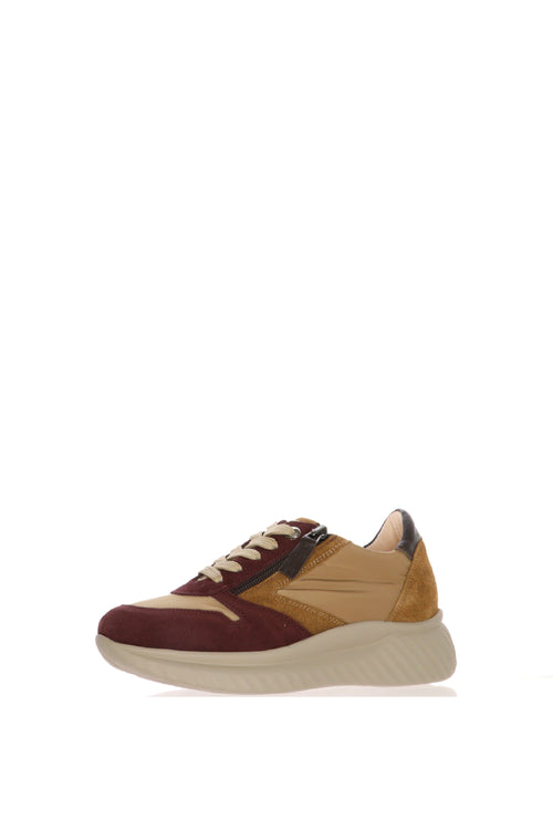Sneakers Donna marroni e bordeaux con Zip - 2