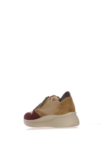 Sneakers Donna marroni e bordeaux con Zip - 3