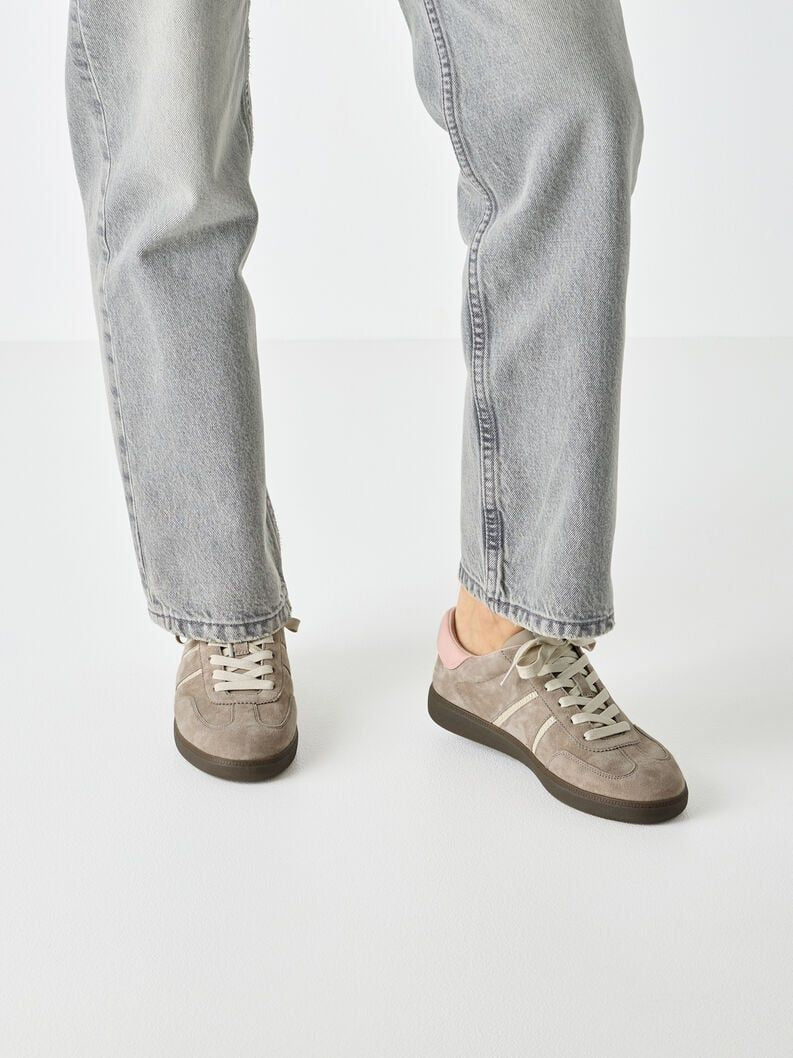 Sneakers bassa tortora riporti rosa Tamaris 2